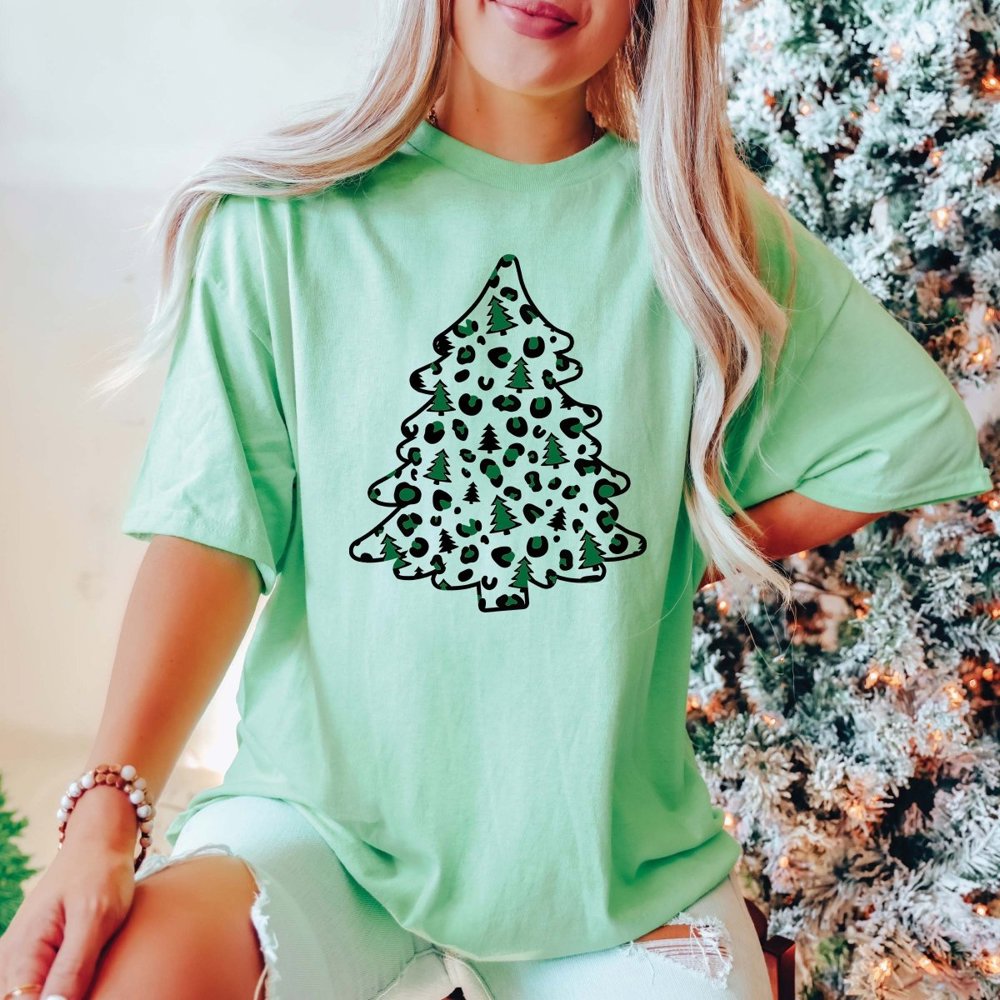 Leopard Tree Pattern Christmas Bella Graphic Tee