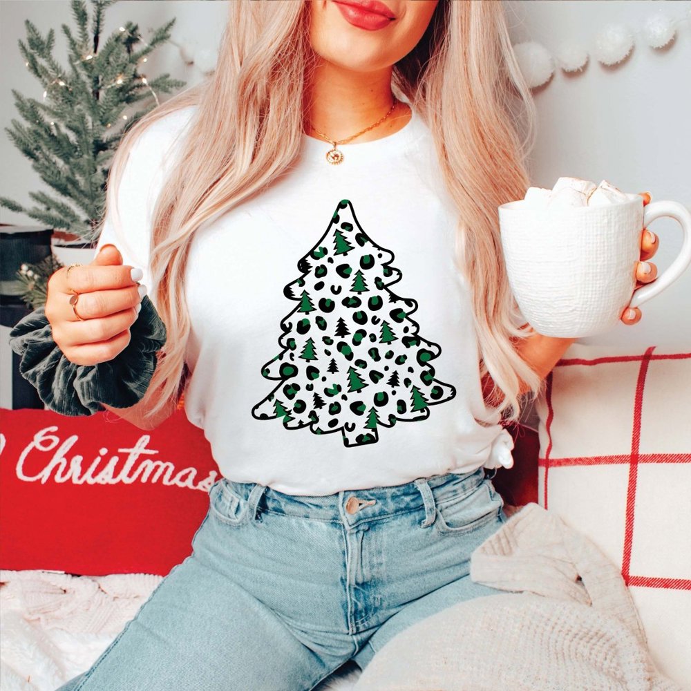 Leopard Tree Pattern Christmas Bella Graphic Tee