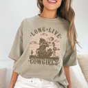 Large Khaki Long Live Cowgirls Comfort Color Tee