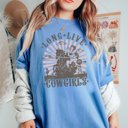 Large Washed Denim Long Live Cowgirls Comfort Color Tee