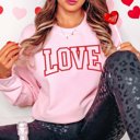 2X Pink Love Bold Collegiate Crew Sweatshirt