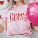 Large Pink Love Bold Collegiate Bella Graphic Tee