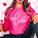  Love Distressed Script Crew Sweatshirt