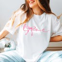 Large White Love Pink Bow Bella Graphic Tee