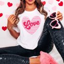 Large White Love Striped Heart Bella Graphic Tee