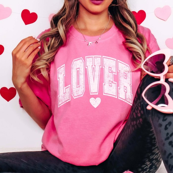 Lover With Heart Comfort Color Graphic Tee