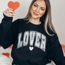 XL Black Lover With Heart Crew Sweatshirt