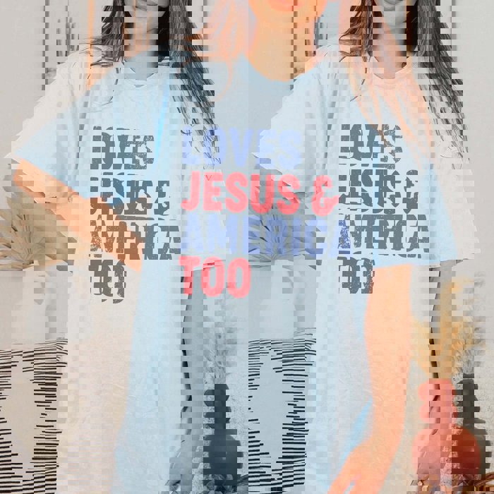 Loves Jesus & America Too Tee