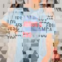 Small Light Blue Loves Jesus & America Too Tee