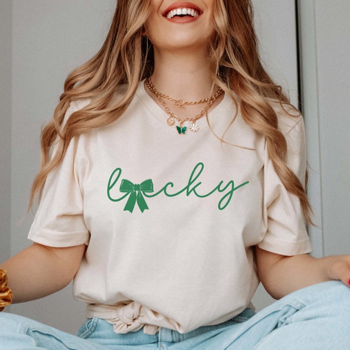 Lucky With Bow Bella Graphic Tee