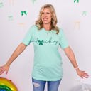 Large Mint Lucky With Bow Bella Graphic Tee