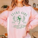 Large Pink Lucky Girl Social Club Crew Sweatshirt