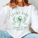 Large White Lucky Girl Social Club Crew Sweatshirt