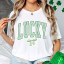 Large White Lucky Green Bow Tee