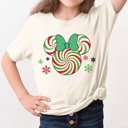 Large Natural Magical Peppermint Swirl Bow Bella Graphic Tee