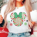 Large White Magical Peppermint Swirl Bow Bella Graphic Tee