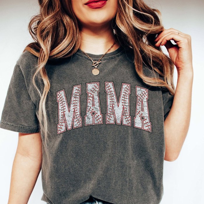 MAMA Baseball Letters Comfort Color Tee