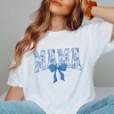  Mama Blue Floral Bow Comfort Color Tee