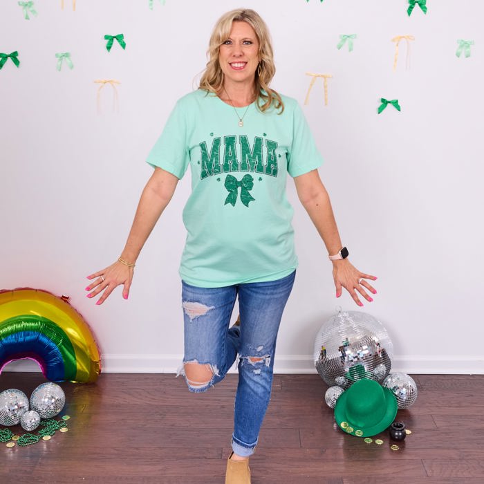 Mama Green Bow Bella Graphic Tee