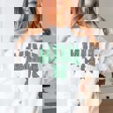 2X White Mama With Green Bow Graphic Sweatshirt