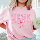 Medium Blossom Mama Pink Floral Bow Comfort Color Tee