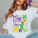 Large White Mardi Gras Bow Collage Comfort Color Tee