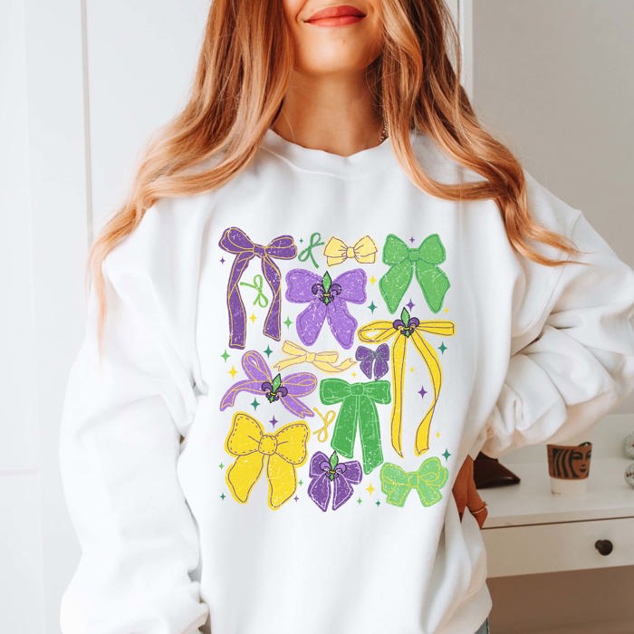 Mardi Gras Bow Collage Graphic Sweatshirt