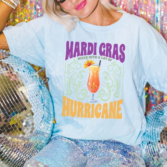 Mardi Gras Mixed with Hurricane Comfort Color Tee