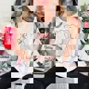 2X Ivory Merry And Bright Bow Tree With Stripes Comfort Color Graphic Tee