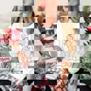 Large White Merry And Bright Bow Tree With Stripes Comfort Color Graphic Tee