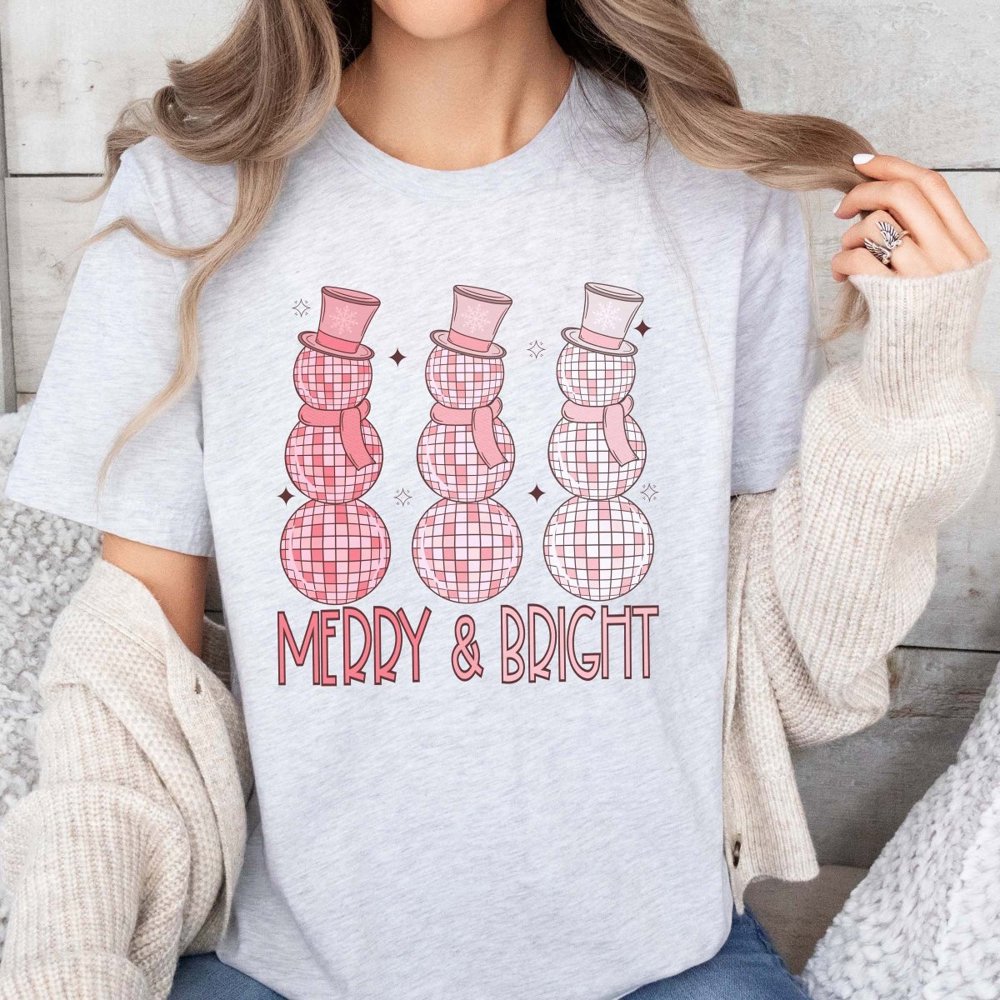 Merry & Bright Disco Snowmen Bella Graphic Tee