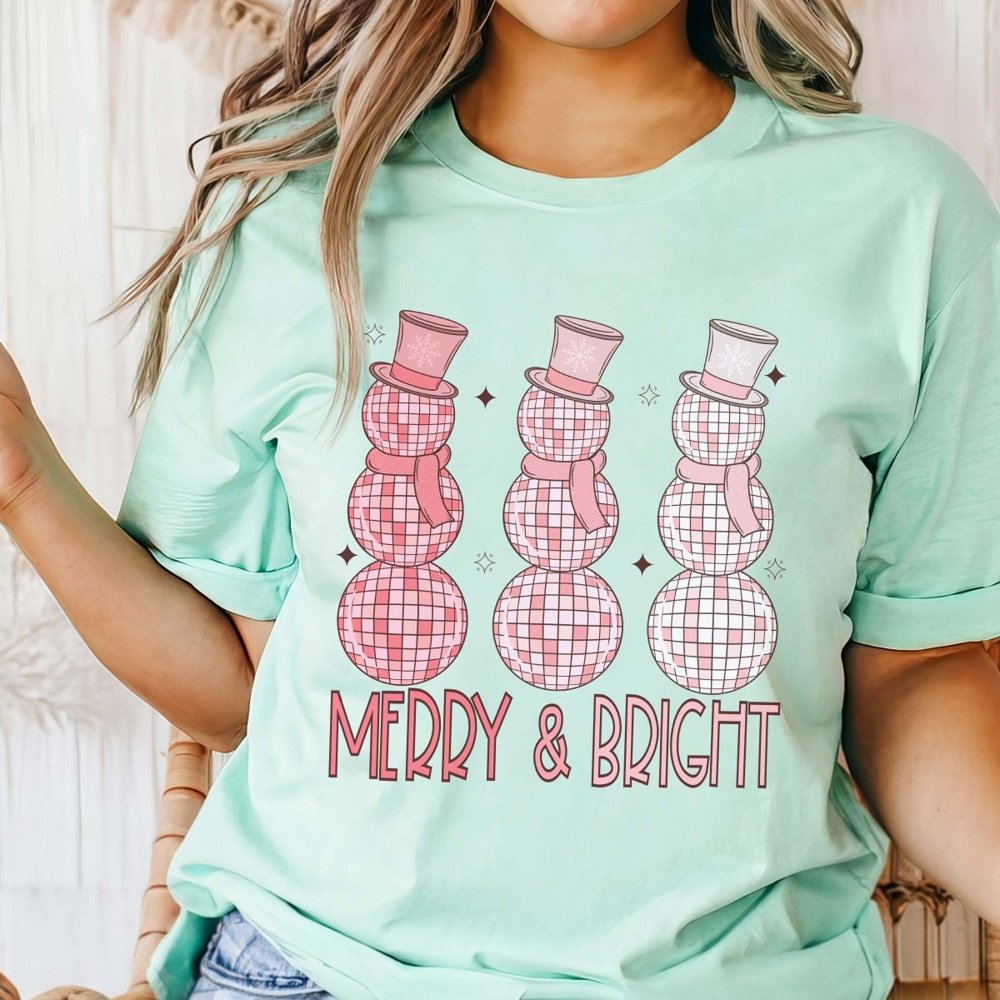 Merry & Bright Disco Snowmen Bella Graphic Tee