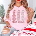 Large Pink Merry & Bright Disco Snowmen Bella Graphic Tee