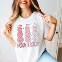 Large White Merry & Bright Disco Snowmen Bella Graphic Tee