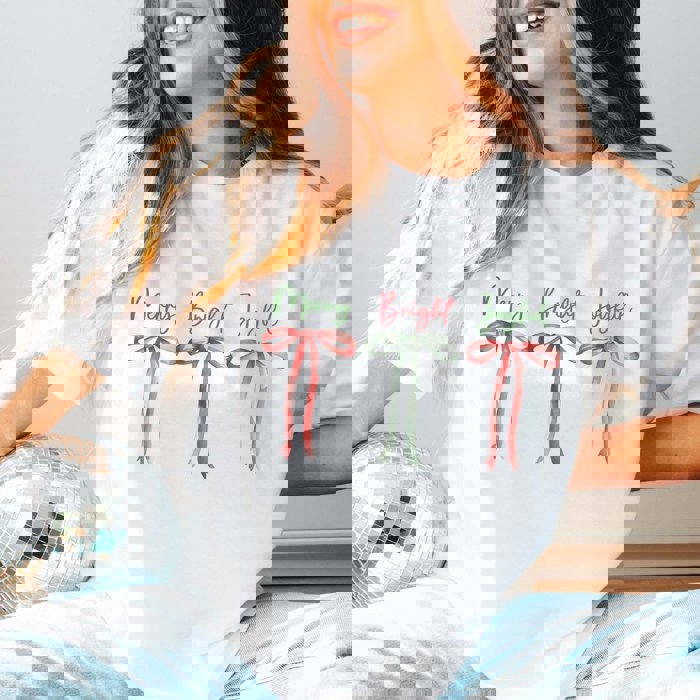 Merry Bright Joyful Bows Bella Graphic Tee