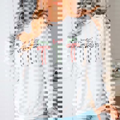 Merry Bright Joyful Bows Graphic Sweatshirt