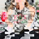 Small Ivory Merry & Bright Stripes & Bows Comfort Color Graphic Tee