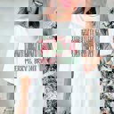 Small White Merry & Bright Stripes & Bows Comfort Color Graphic Tee