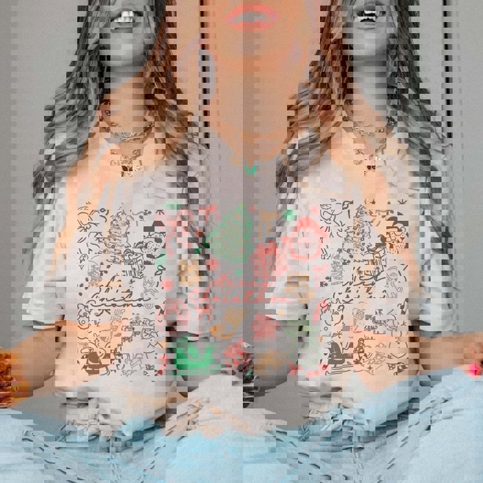 Merry Christmas Collage Bella Graphic Tee