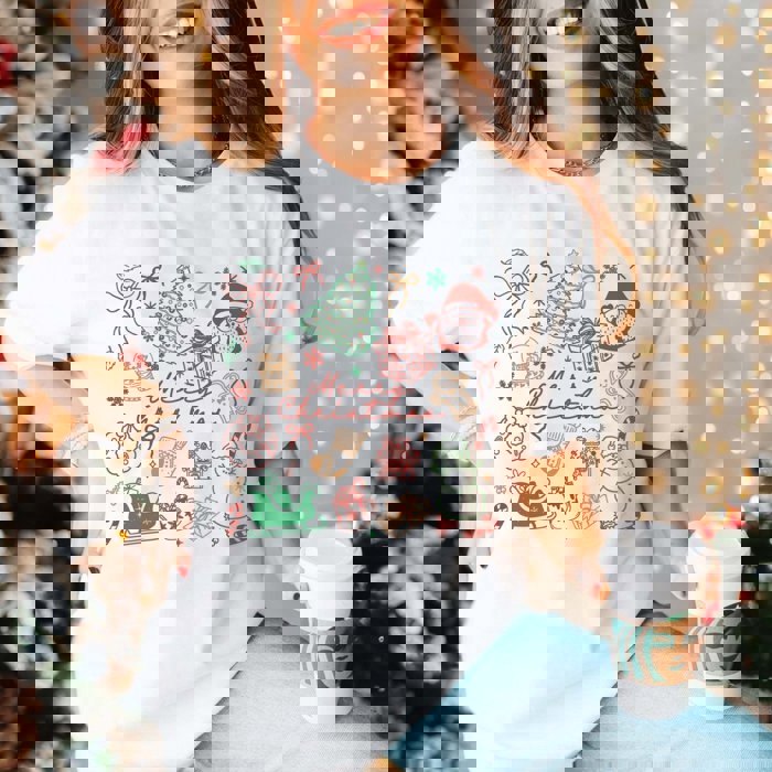 Merry Christmas Collage Bella Graphic Tee