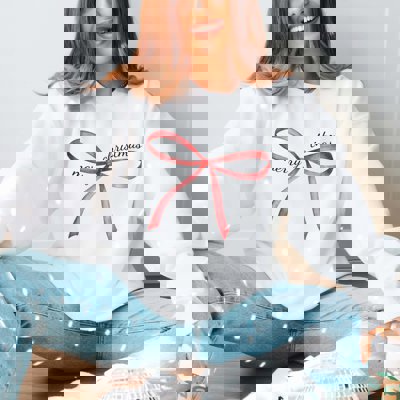 Merry Christmas Red Bow Graphic Sweatshirt