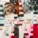 XL Sand Merry Christmas Red Bow Graphic Sweatshirt