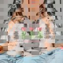 Medium Natural Merry Christmas Trees Red Striped Bows Bella Graphic Tee