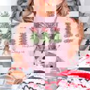 Small Pink Merry Christmas Trees Red Striped Bows Bella Graphic Tee