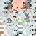 Large White Merry Christmas Trees Red Striped Bows Graphic Sweatshirt