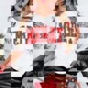 Medium White Merry Collegiate Letter Distressed Comfort Color Graphic Tee