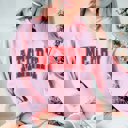 2X Pink Merry Collegiate Letter Distressed Graphic Sweatshirt