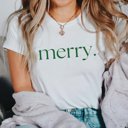 2X White Merry Green Christmas Bella Graphic Tee