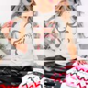 XL Natural Merry Green & Red Christmas Bow Bella Graphic Tee