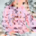 Medium Pink Merry Green & Red Christmas Bow Graphic Sweatshirt